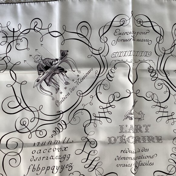 HERMES Scarf Carre 90 L'ART D'ECRIRE 100% Silk - Picture 5 of 10